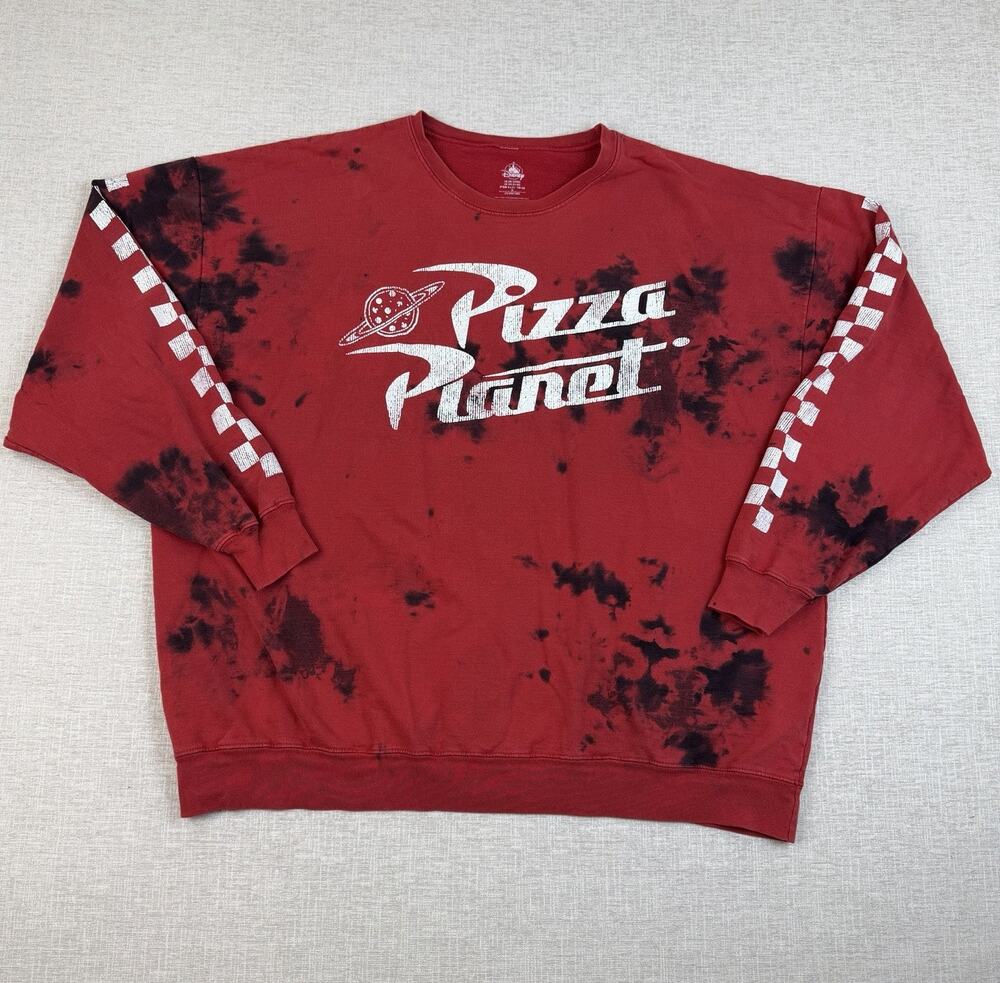 Disney Pizza Planet Sweatshirt XXL Red Tie Dye Toy Story Graphic Pullover
